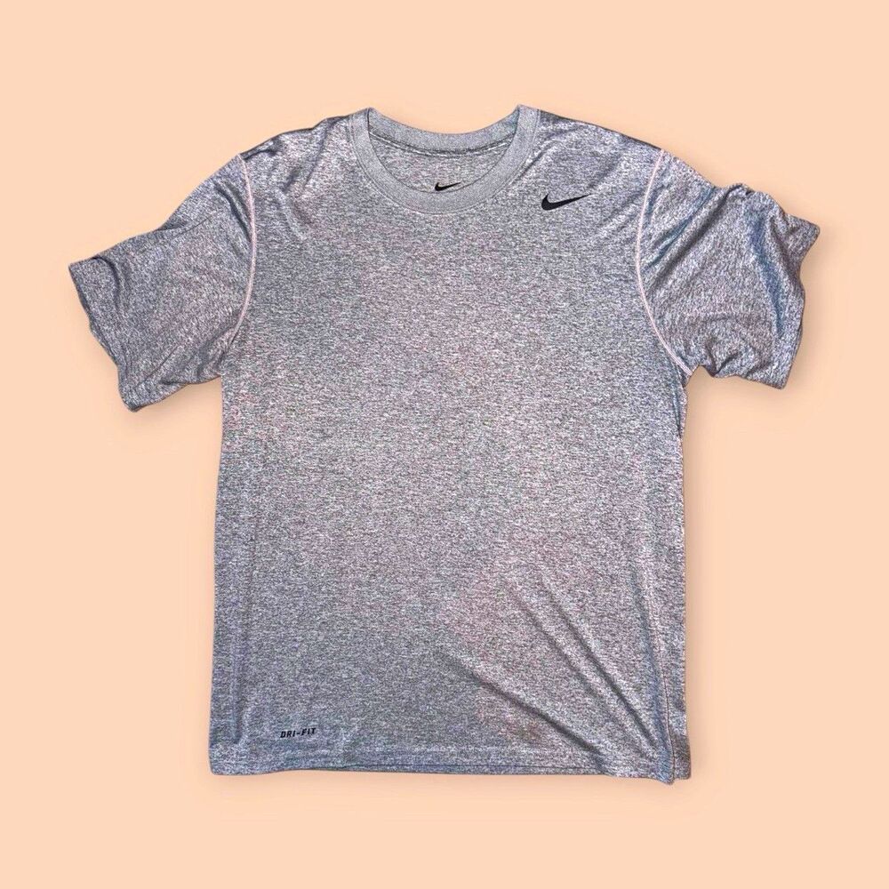 Nike Dri-FIT Men’s Gray Moisture Wicking Crew Neck Logo Tee Size M